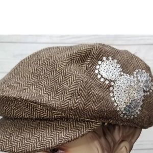 Disneyland Resort Brown tweed hat silver Mickey
